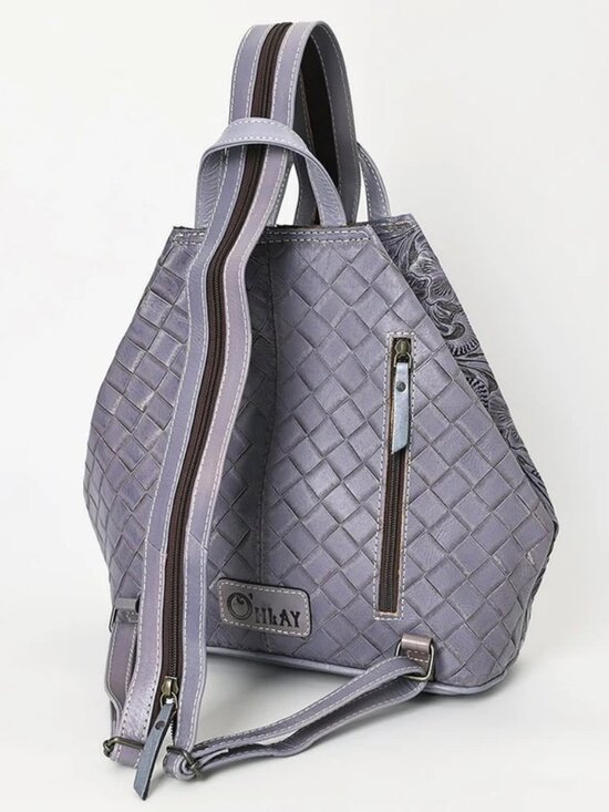 Lilac Embossed Floral Backpack Tote main image 5